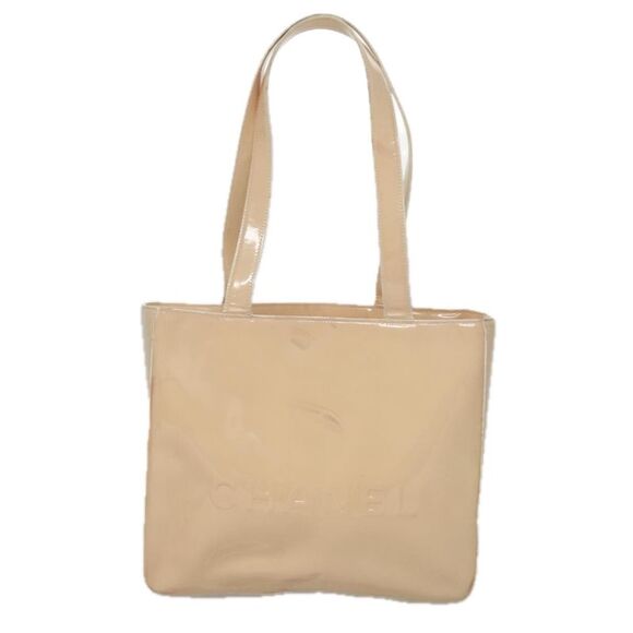 Chanel Pst (Petite Shopping Tote) Beige Patent Leather Tote Bag (Pre-Owned) - Picture 1 of 16